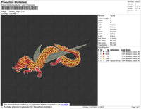 Swoosh Dragon Embroidery File 4 size