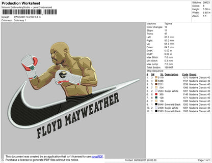 Swoosh Boxing Embroidery File 4 size