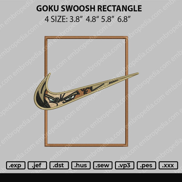 Swoosh Goku Rectangle Embroidery File 4 size