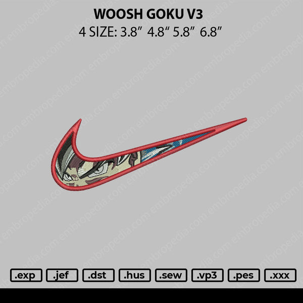 Swoosh Goku V3 Embroidery File 4 size