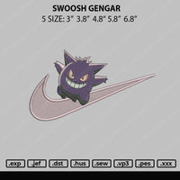 Swoosh Gengar Embroidery File 4 size