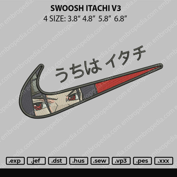 Swoosh Itachi V3 Embroidery File 4 size