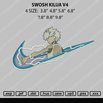 Swoosh Killua V4 Embroidery File 4 size