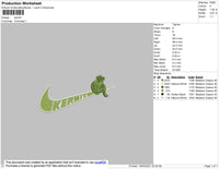 Swoosh Kermit Embroidery File 4 size