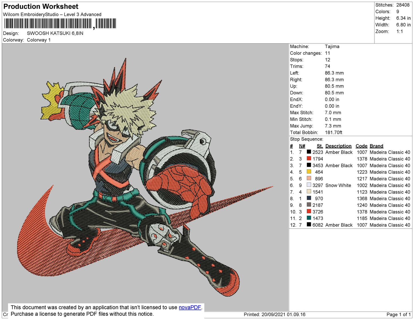 Swoosh Katsuki Embroidery File 4 size