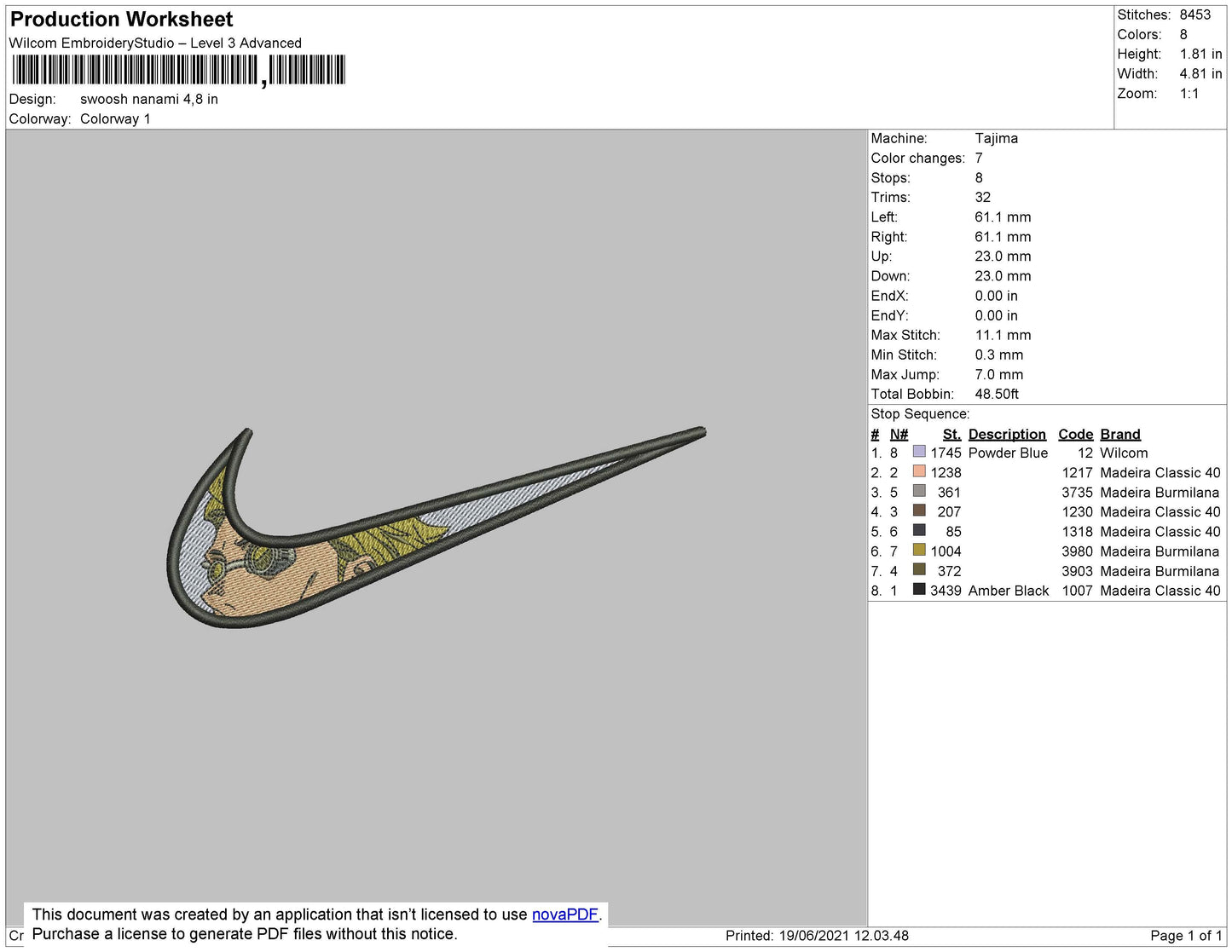 Swoosh Nanami Embroidery File 4 size