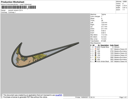 Swoosh Nanami Embroidery File 4 size