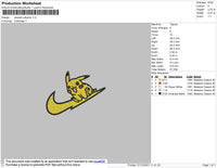 Swoosh Pikachu Embroidery File 7 size