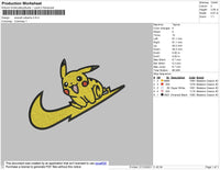 Swoosh Pikachu Embroidery File 7 size