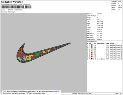 Swoosh Puzzle Embroidery File 4 size