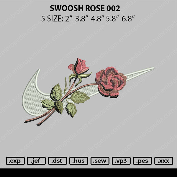 Swoosh Rose 002 Embroidery File 4 size