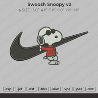 Swoosh Snoopy Embroidery File 6 size