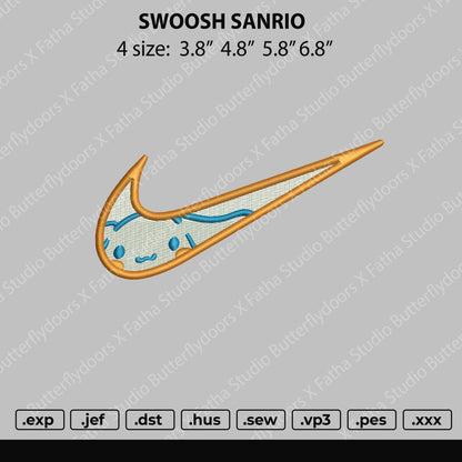 Swoosh Cinnamon R Embroidery File 4 size