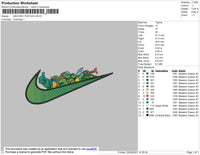 Swoosh Turtles Embroidery File 4 size