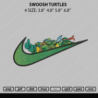 Swoosh Turtles Embroidery File 4 size