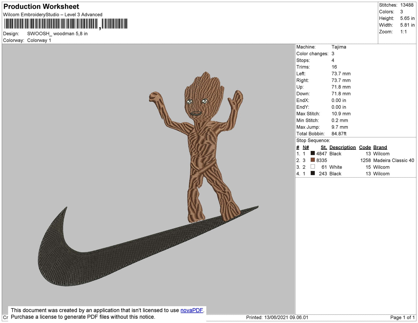 Swoosh Woodman Embroidery File 4 size