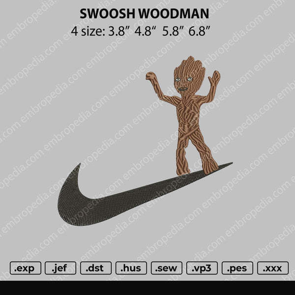Swoosh Woodman Embroidery File 4 size