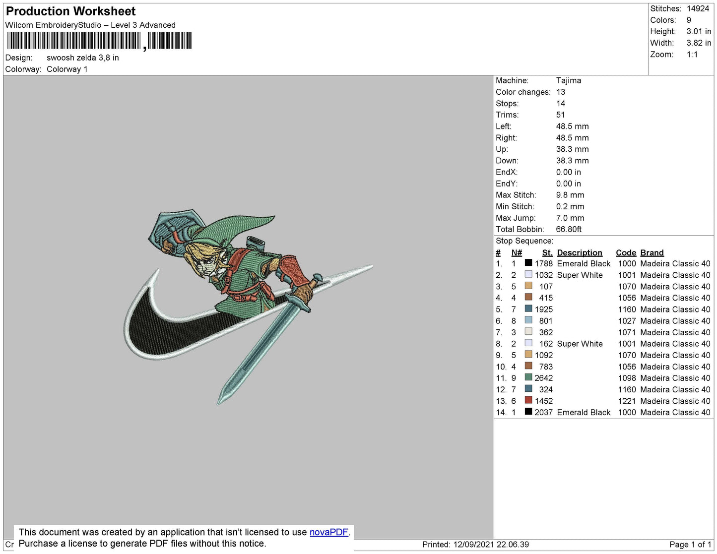 Swoosh Zelda Embroidery File 4 size