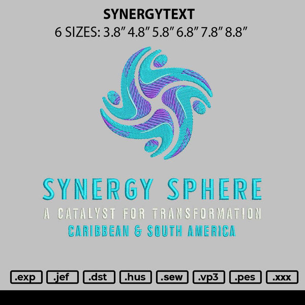 Synergytext Embroidery File 6 sizes