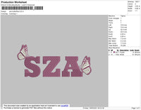 SZA Text Butterflies Embroidery File 4 size