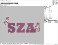 SZA Text Butterflies Embroidery File 4 size