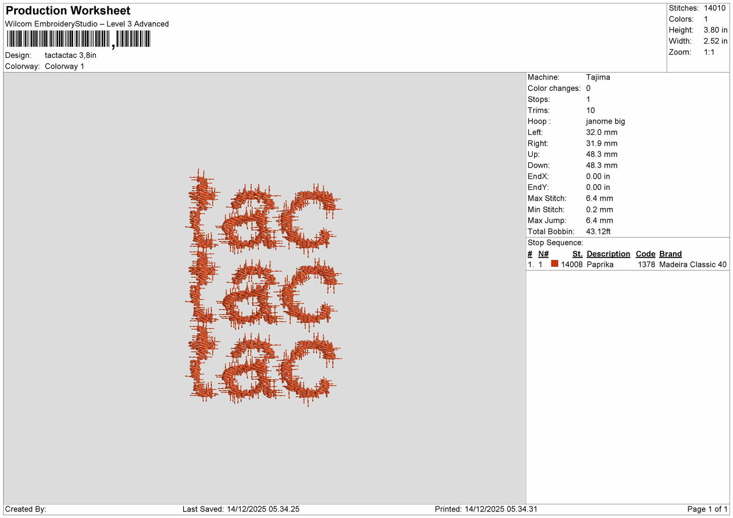 tac tac tac Embroidery File