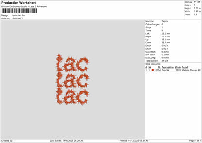 tac tac tac Embroidery File
