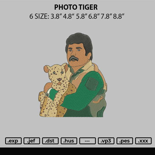 Photo Tiger Embroidery File 6 sizes