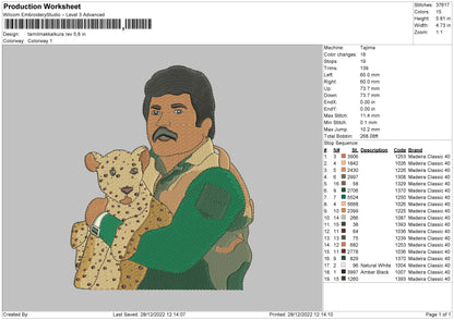 Photo Tiger Embroidery File 6 sizes