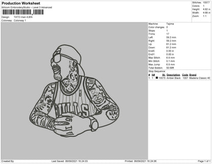 Tattoo Man Embroidery File 4 size