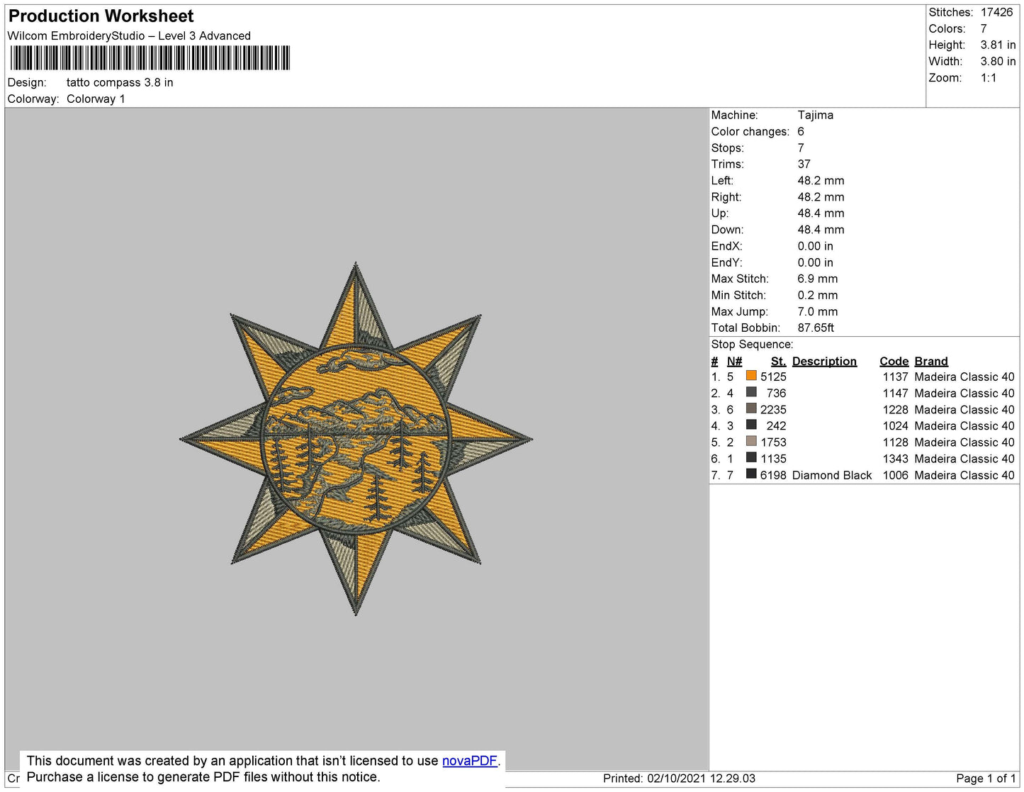 Tatto Compass Embroidery File 4 size