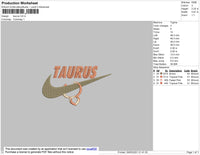 Taurus Swoosh Embroidery File 4 size