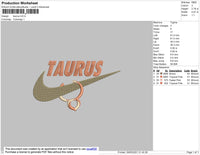 Taurus Swoosh Embroidery File 4 size