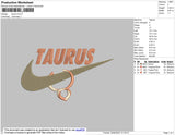 Taurus Swoosh Embroidery File 4 size