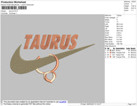 Taurus Swoosh Embroidery File 4 size