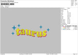 Taurus Text Embroidery File 6 sizes