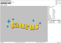 Taurus Text Embroidery File 6 sizes