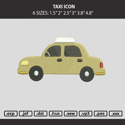 Taxi Icon Embroidery Machine Design File 6 sizes