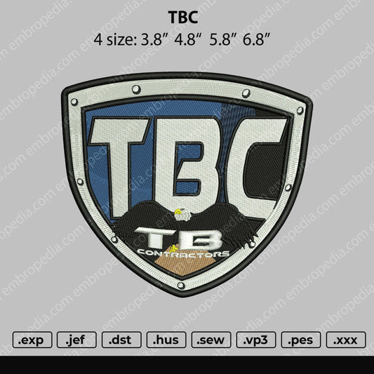 TBC Embroidery File 4 size