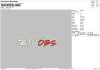 Team Obs Embroidery File 6 sizes