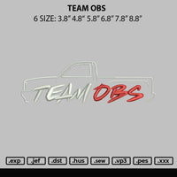 Team Obs Embroidery File 6 sizes