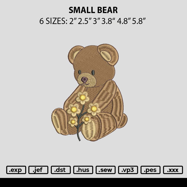 Small Bear Embroidery File 6 sizes