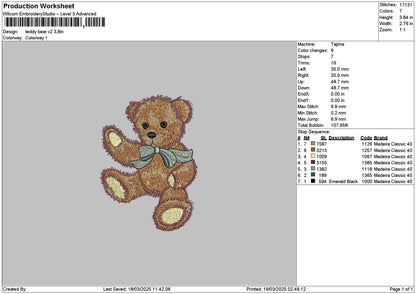 Bear1903 Embroidery File 6 sizes