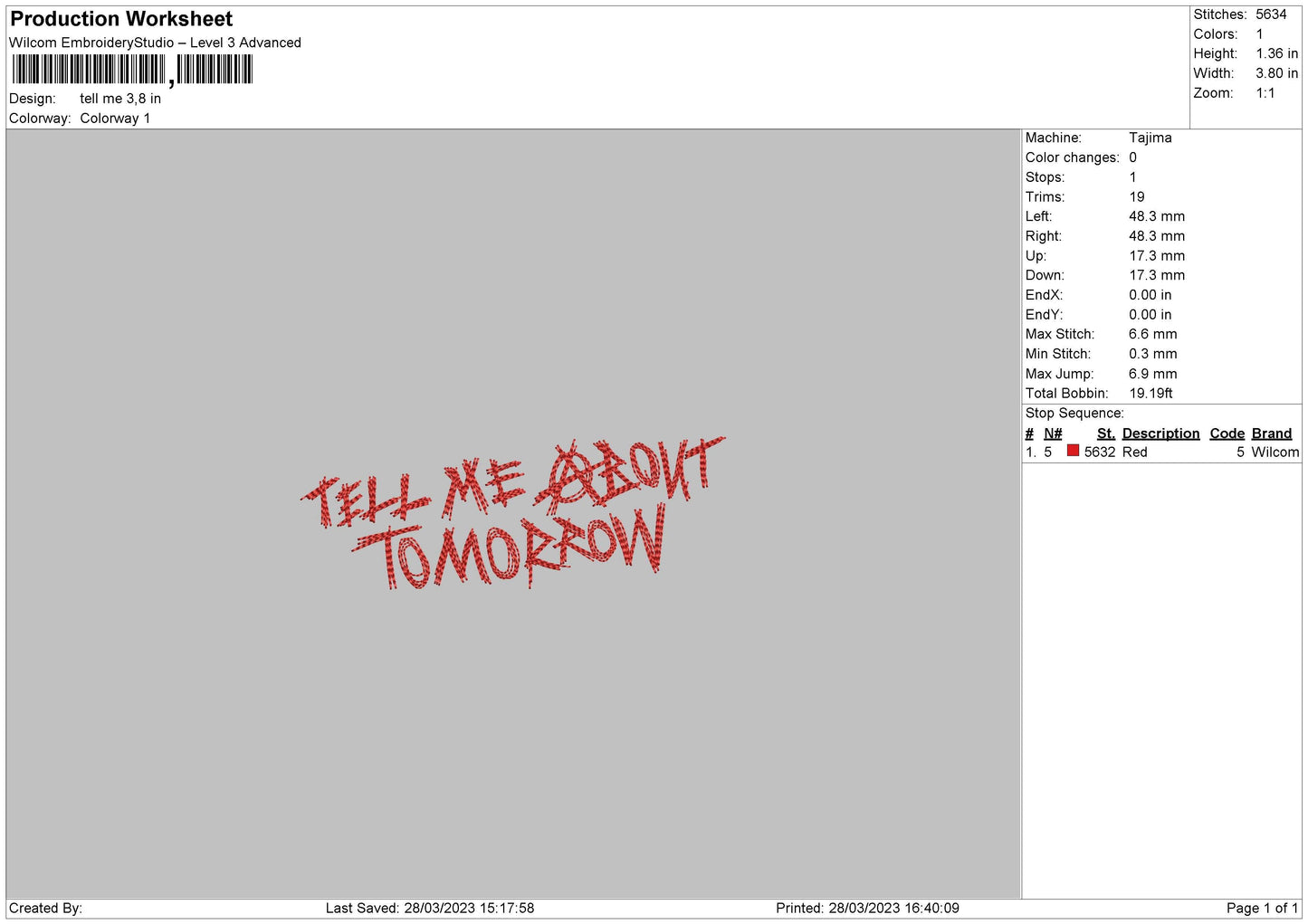 Tell Me Text Embroidery file 6 sizes