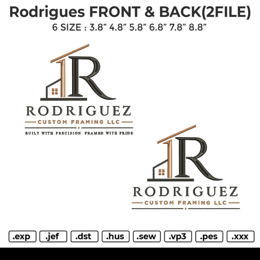 Rodrigues FRONT&BACK (2FILE) Embroidery File 6 sizes