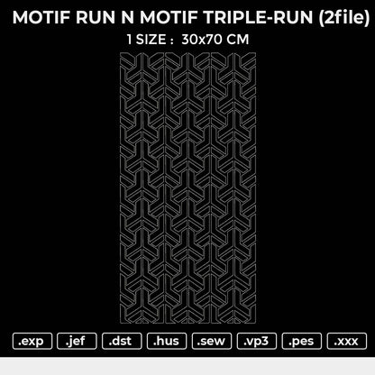 MOTIF RUN N MOTIF TRIPLE-RUN (2file) Embroidery File 6 sizes