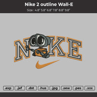 Nike 2outline Wall-E Embroidery File 6 Sizes