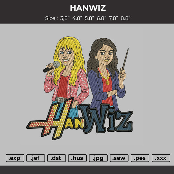 Hanwiztext Embroidery File 6 sizes