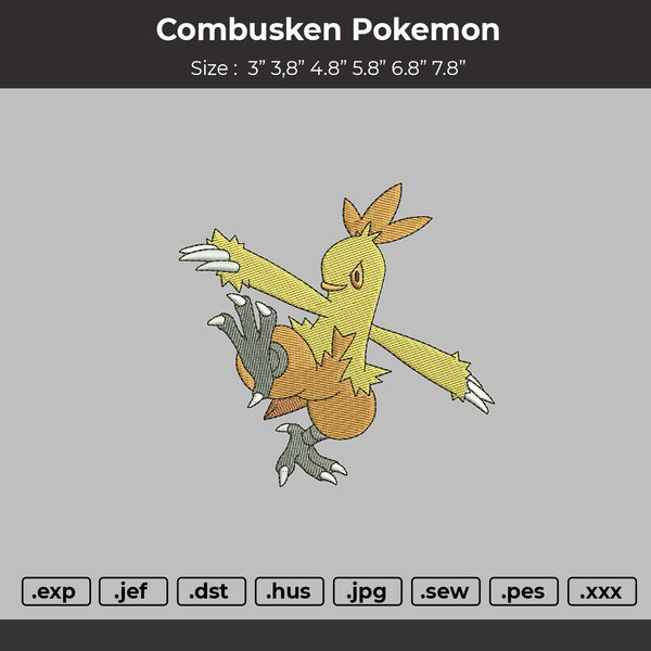Combusken Pokemon Embroidery File