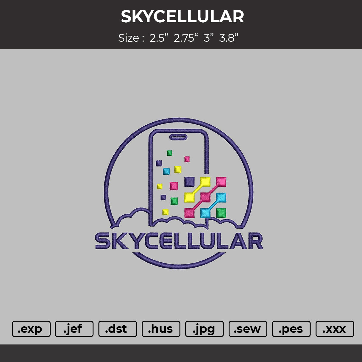 Skycellular Trucker Embroidery File